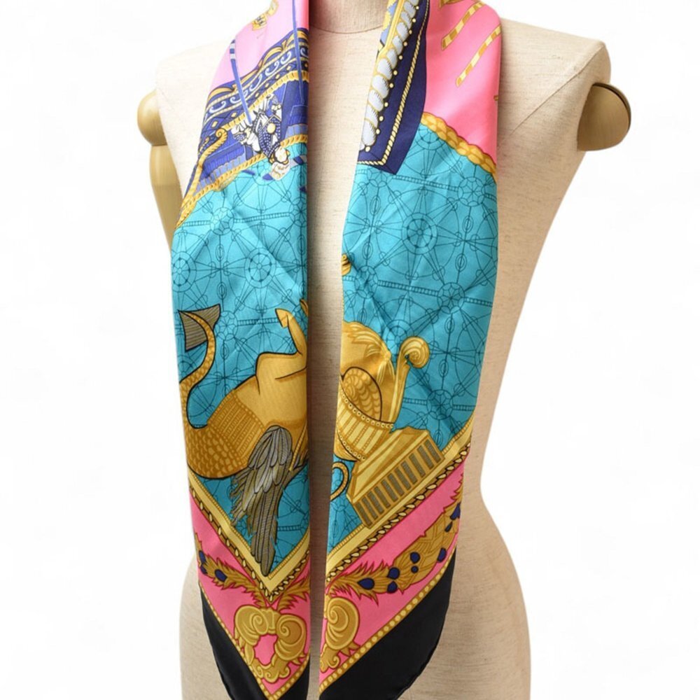 HERMES Authentic Black Silk Scarf - Picture 3 of 9